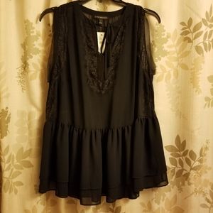 Lane Bryant Sleeveless Sheer Top w Lace